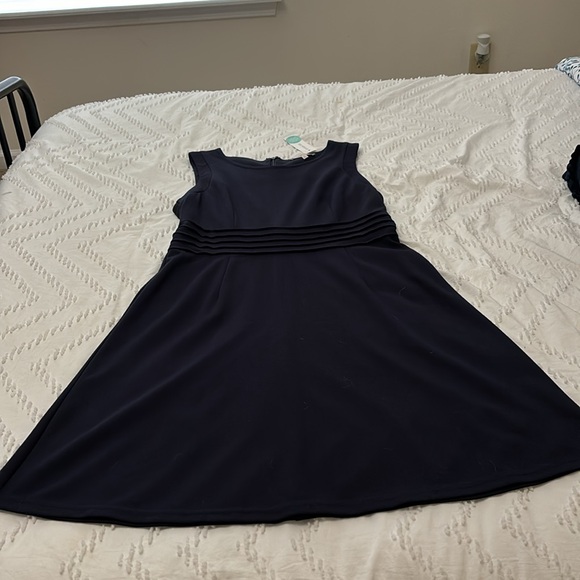Sleeveless Ponte Dress, Navy Blue, Size Large - Picture 2 of 6